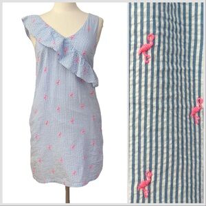 Crown & Ivy Seersucker Flamingo Cotton Dress